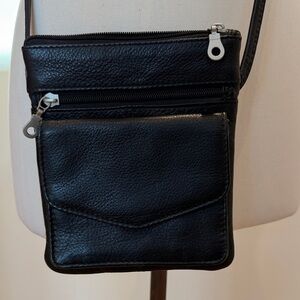 Paul & Taylor USA Black Leather Crossbody Bag